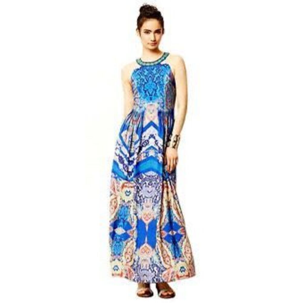 Anthropologie Ranna Gill Multicolor Paisley Halter Boteh Maxi Dress Size 2